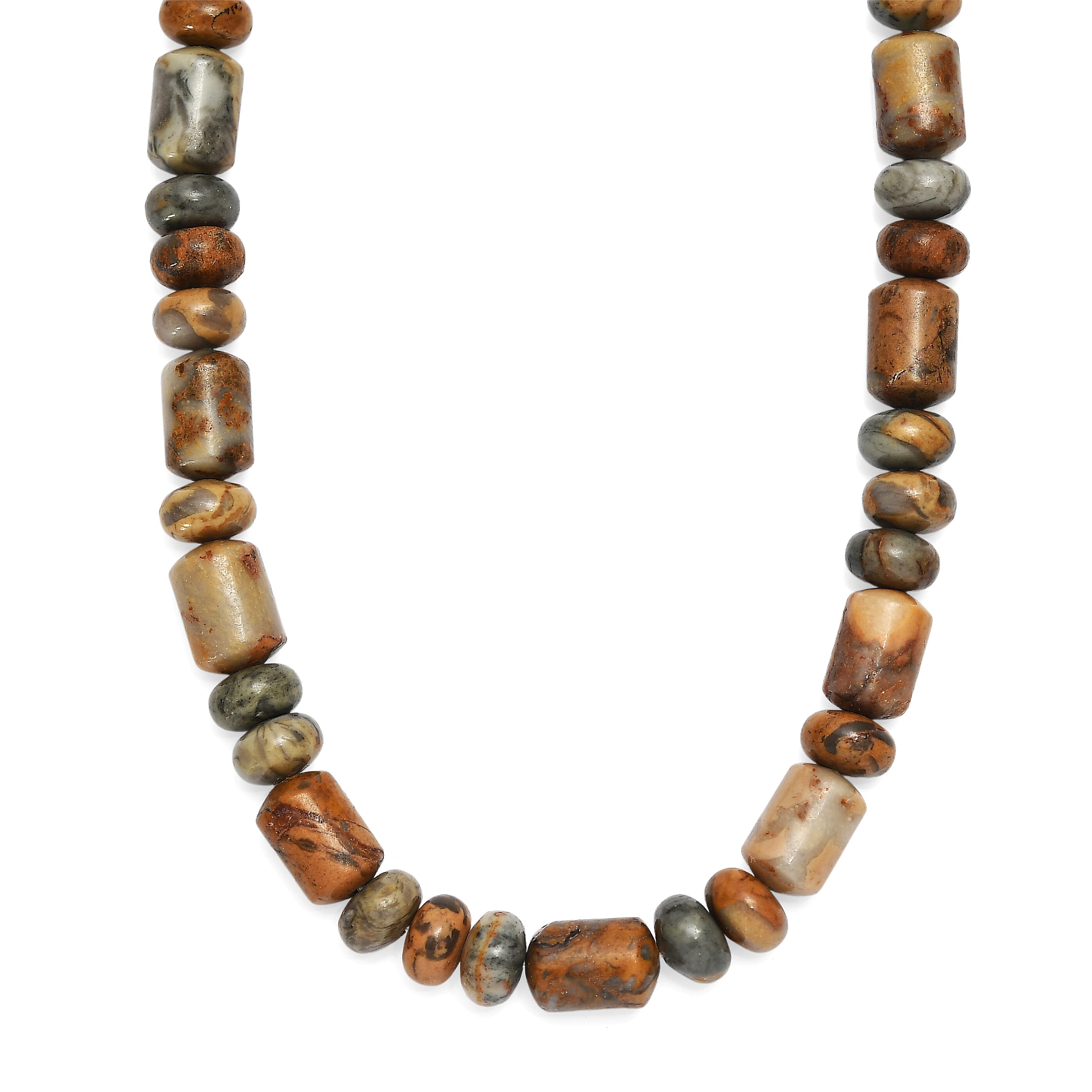 EverTrue Crazy Lace Agate Fancy Beaded Necklace in Stainless Steel 231.00 ctw (18 Inches)