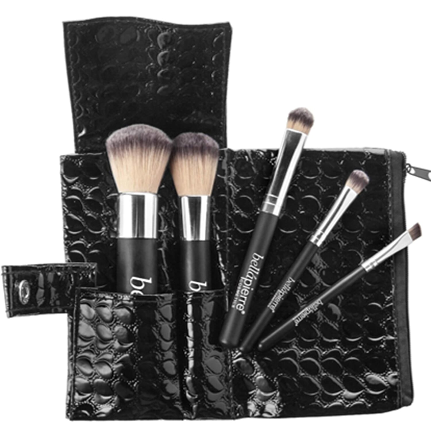 Bellapierre Cosmetics 5pcs Travel Brush: Foundation Powder, Angled Blush, Concealer, Liner/Brow and Eyeshadow Brush