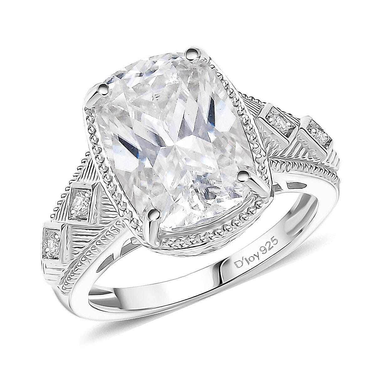 D'Joy Moissanite (Cush 11x9mm) Ring in 18K Vermeil YG Over Sterling Silver (Size 5.0) 4.00 ctw
