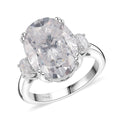 D'Joy Moissanite (Ovl 16x12mm) Ring in Rhodium Over Sterling Silver (Size 10.0) 10.45 ctw - Sticky add to cart bar