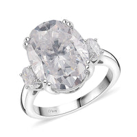 D'Joy Moissanite (Ovl 16x12mm) Ring in Rhodium Over Sterling Silver (Size 10.0) 10.45 ctw