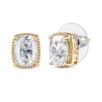 D'Joy Moissanite (Cush 9x7mm) Earrings in 18K Vermeil YG Over Sterling Silver 4.10 ctw