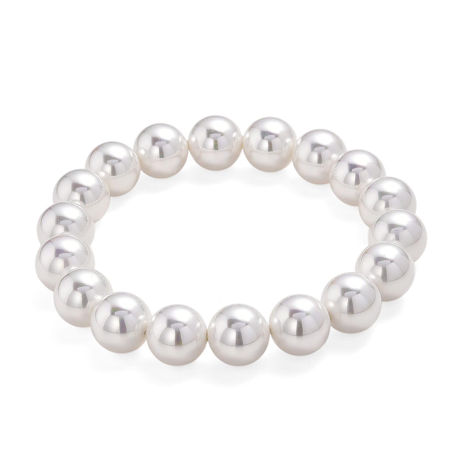White Shell Pearl Stretch Bracelet (7.25 7.75In)