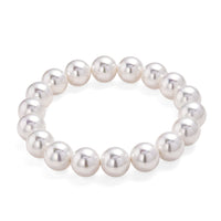White Shell Pearl Stretch Bracelet (7.25 7.75In)