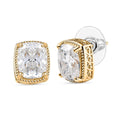 D'Joy Moissanite (Cush 11x9mm) Stud Earrings in 18K Vermeil YG Over Sterling Silver 7.30 ctw - Sticky add to cart bar
