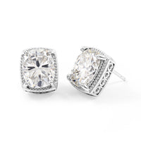 D'Joy Moissanite (Cush 11x9mm) Stud Earrings in 18K Vermeil YG Over Sterling Silver 7.30 ctw