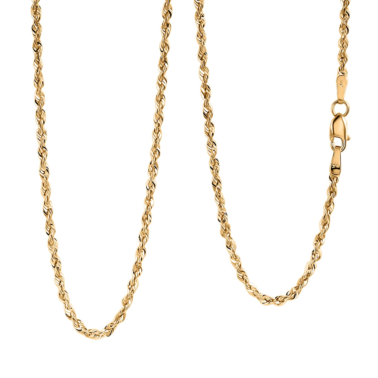 1.9mm Laser Rope Chain Necklace in 14K Yellow Gold 2 Grams 18 Inches