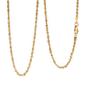 1.9mm Laser Rope Chain Necklace in 14K Yellow Gold 2.1 Grams 20 Inches - Sticky add to cart bar