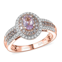 Luxoro AAA Pink Tanzanite, Natural Pink and White Dimaond I2 1.15 ctw Ring in 10K Rose Gold (Size 7.0)
