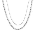 Geometric Link Chain Necklace in Silvertone 20-22 Inches - Sticky add to cart bar