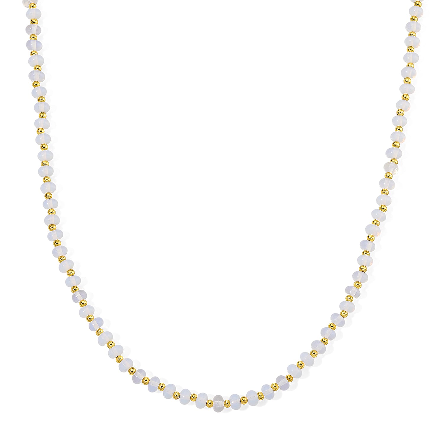 Opalite 60.00 ctw Rondelle Beaded Necklace in Goldtone 18-20 Inches