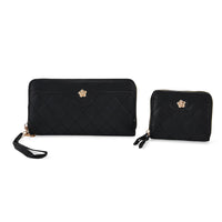 Tamsy Black Faux Leather Quilted Short Wallet and Long Wallet