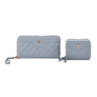 Tamsy Blue Faux Leather Quilted Short Wallet and Long Wallet