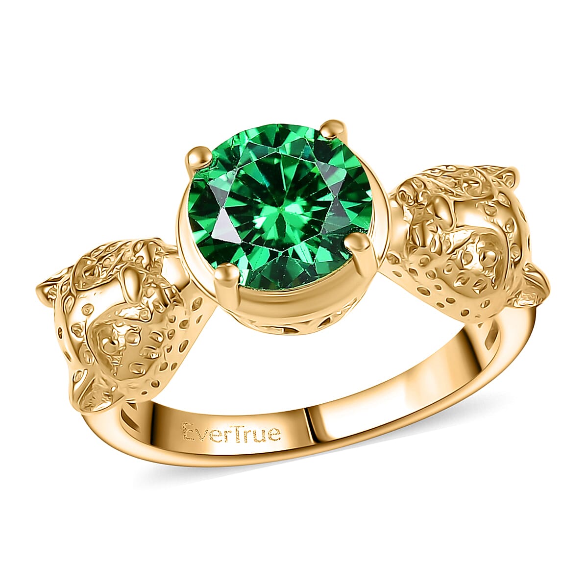 EverTrue Green Cubic Zirconia  Living Creature Ring in 18K YG Plated (Size 10.0) 3.00 ctw