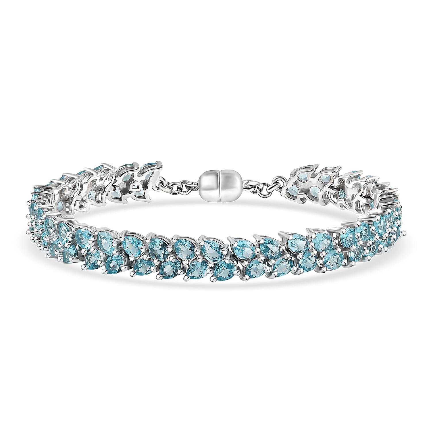 D'Joy Blue Apatite Twilight Petals Bracelet in Rhodium Over Sterling Silver (6.50 In) 11.10 ctw