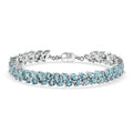 D'Joy Blue Apatite Twilight Petals Bracelet in Rhodium Over Sterling Silver (6.50 In) 11.10 ctw - Sticky add to cart bar