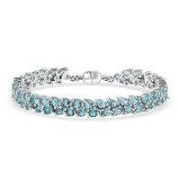 D'Joy Blue Apatite Twilight Petals Bracelet in Rhodium Over Sterling Silver (6.50 In) 11.10 ctw