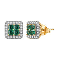 Premium Kagem Zambian Emerald and Luxuriant Lab Grown Diamond G-H SI 1.00 ctw Grid Mosaic Earrings in 18K Vermeil Over Sterling Silver - Sticky add to cart bar