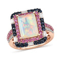 D'Joy Premium Ethiopian Welo Opal, Multi Gemstone Mosaic Art Ring in 18K Vermeil RG Over Sterling Silver (Size 10.0) 4.15 ctw - Sticky add to cart bar