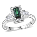 D'Joy AAA Monte Belo Indicolite, White Zircon Ring in Rhodium Over Sterling Silver (Size 6.0) 1.25 ctw - Sticky add to cart bar