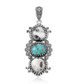 D'Joy Artisan Crafted White Buffalo, Tahoe Nevada Turquoise Pendant without Chain in Sterling Silver 8.90 ctw - Sticky add to cart bar