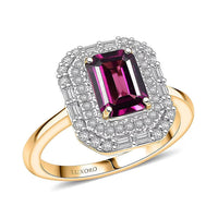 Epic Deal Luxoro 10K Yellow Gold AAA Radiant Ember Garnet, Diamond (G-H, I2) Art Deco Ring (Size 10.0) 2.30 ctw