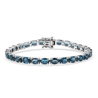 D'Joy London Blue Topaz Bracelet in Rhodium Over Sterling Silver (8.00 In) 25.60 ctw