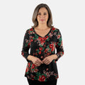 Pioneer Woman Black Dark Floral Knit Long Sleeve Blouse S - Sticky add to cart bar