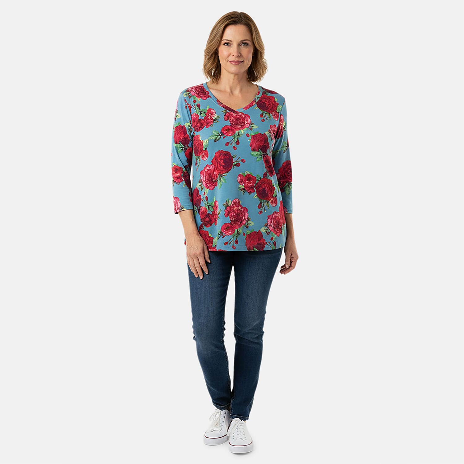 Pioneer Woman Black Dark Floral Knit Long Sleeve Blouse S