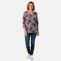 Pioneer Woman Black Dark Floral Knit Long Sleeve Blouse S - Sticky add to cart bar
