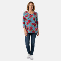 Pioneer Woman Black Dark Floral Knit Long Sleeve Blouse S