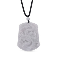 Natural Jade 115.00 ctw Dragon Pendant with Black Cord Necklace (20 Inches)