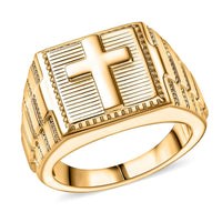 EverTrue Cross Men's Ring in 18K YG Plated Bronze (Size 10.0)