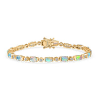 D'Joy Premium Ethiopian Welo Opal and White Zircon 5.20 ctw Bracelet in 18K Vermeil Yellow Gold Over Sterling Silver (7.50 In)