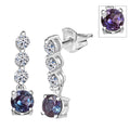 Luxuriant AAA Lab Grown Alexandrite and White Zircon 2.50 ctw Earrings in Rhodium Over Sterling Silver - Sticky add to cart bar