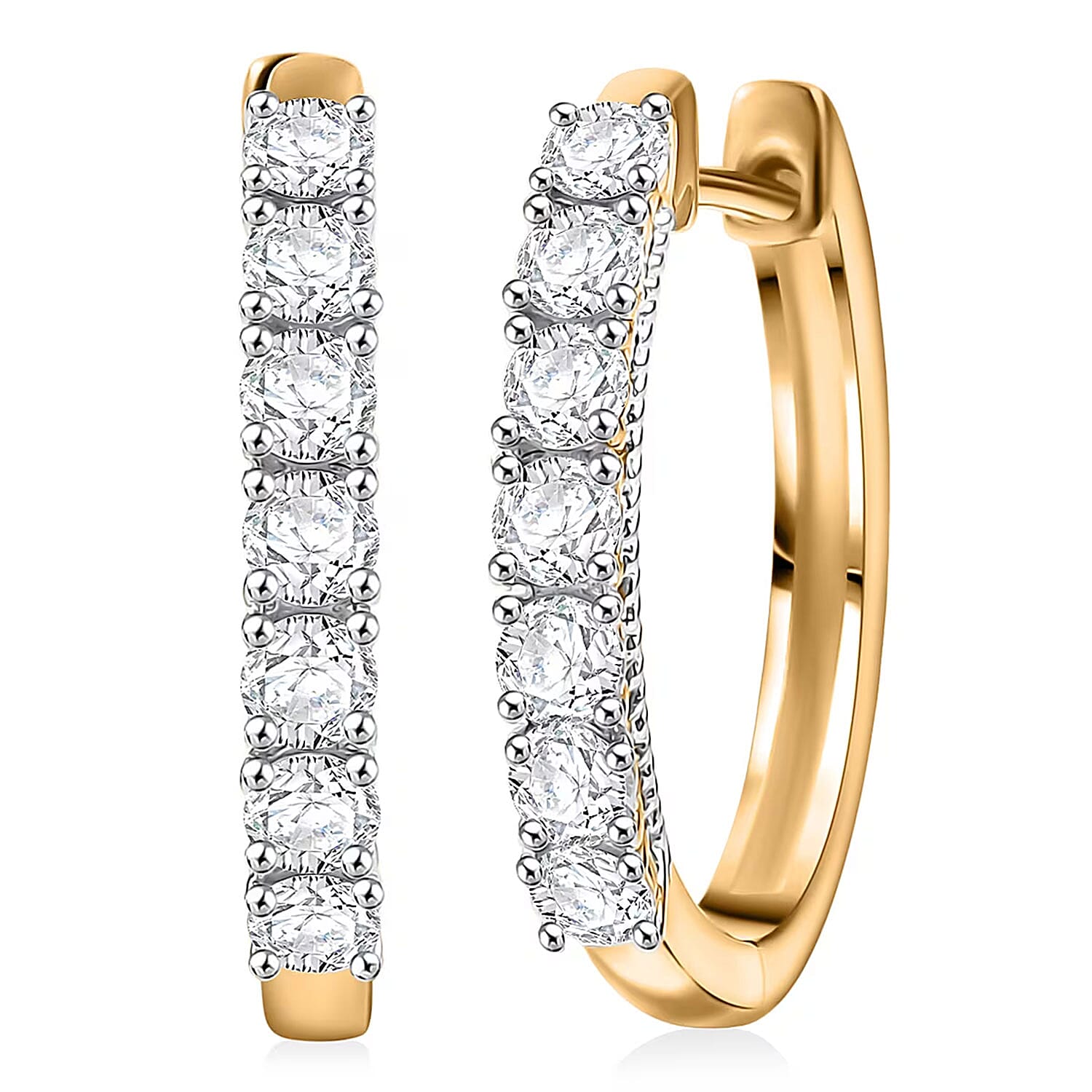 D'Joy Lab Grown Diamond (I1) Hoop Earrings in 18K Vermeil YG Over Sterling Silver 1.00 ctw