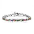 D'Joy Premium Multi-Tourmaline 8.00 ctw Vibrancy of Life Bracelet in Rhodium Over Sterling Silver (7.25 In) - Sticky add to cart bar