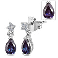 Luxuriant AAA Lab Grown Alexandrite and White Zircon 1.00 ctw Earrings in Rhodium Over Sterling Silver - Sticky add to cart bar