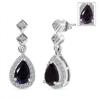 Luxuriant AAA Lab Grown Alexandrite and White Zircon 1.15 ctw Earrings in Rhodium Over Sterling Silver