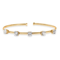10K Yellow Gold Luxuriant Lab Grown Diamond (E-F, VS) Cuff Bracelet (7.25 In) 3.00 ctw