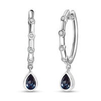 Luxuriant AAA Lab Grown Alexandrite and White Zircon 1.10 ctw Earrings in Rhodium Over Sterling Silver