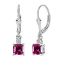 Luxuriant Asscher Cut AAA Lab Grown Bixbite and Lab Grown Diamond G-H SI 1.25 ctw Earrings in Rhodium Over Sterling Silver - Sticky add to cart bar