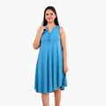 La Marey Gray Solid Wash Umbrella Dress with collar and Buttons - One Size Plus - Sticky add to cart bar