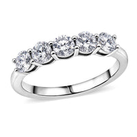 Luxuriant Lab Grown Diamond G-H SI 1.00 ctw Half Eternity Band Ring in Rhodium Over Silver
