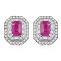 Doorbuster D'Joy Premium Royal Ruby, Moissanite Earrings in Rhodium Over Sterling Silver 2.50 ctw - Sticky add to cart bar