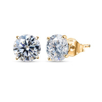 14K Yellow Gold Moissanite (Rnd 8mm) Stud Earrings 3.60 ctw