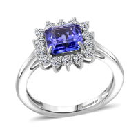 10K White Gold AAA Tanzanite, Luxuriant Lab Grown Diamond (E-F, VS) (0.50 cts) Ring (Size 6.0) 2.15 ctw