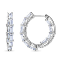 D'Joy Moissanite 1.80 ctw Hoop Earrings in Rhodium Over Sterling Silver