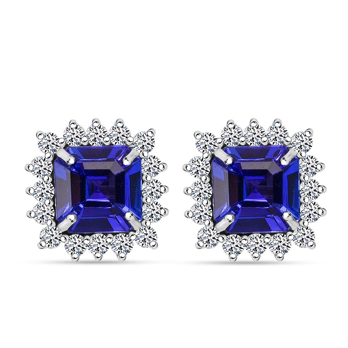 AAA Tanzanite, Lab Grown Diamond Earrings in 10K White Gold 2.60 ctw