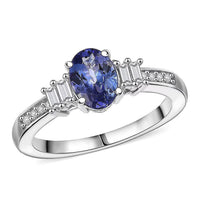 Luxoro 10K White Gold Premium Tanzanite, Diamond (G-H, I2) (0.15 cts) Ring (Size 10.0) 1.15 ctw
